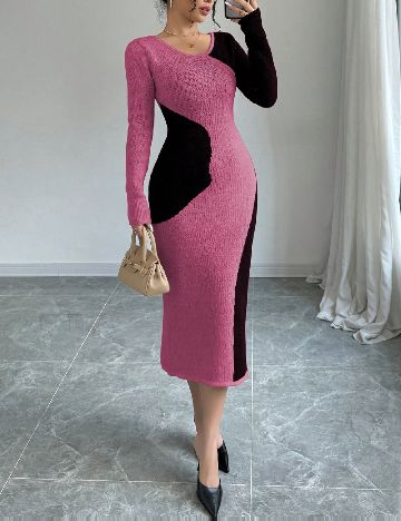 Rochie medie SHEIN, roz/negru