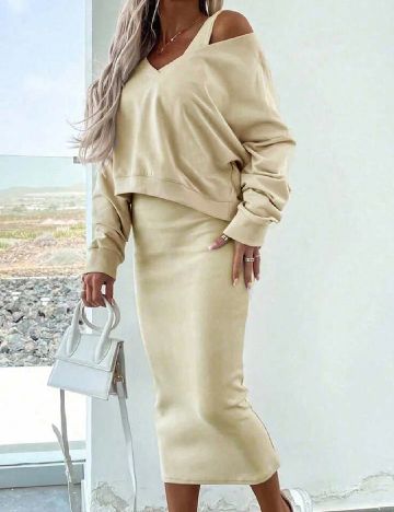 Set rochie si bluza SHEIN, bej