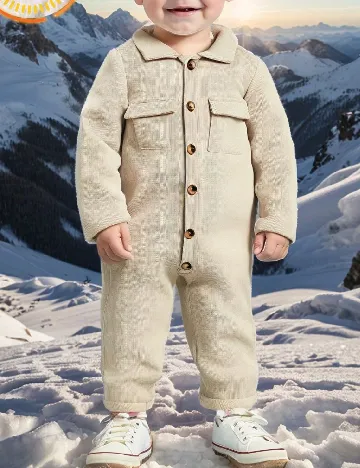 Salopeta Shein Kids, bej Crem