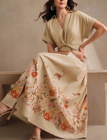 Rochie lunga Anewsta, crem