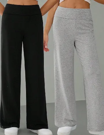 Set pantaloni 2 perechi SHEIN, negru/gri Negru