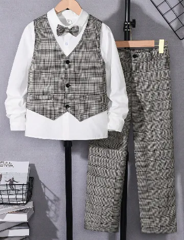 Compleu Shein Kids, alb/gri Gri