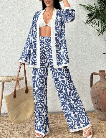 Compleu SHEIN, albastru/alb Albastru