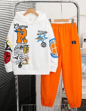 Compleu Shein Kids, alb/portocaliu Alb