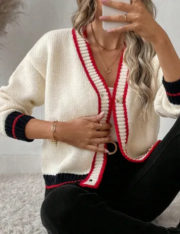 Cardigan SHEIN, ecru Alb