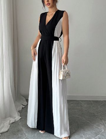 Salopeta SHEIN, negru/alb