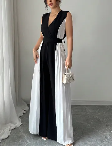 Salopeta SHEIN, negru/alb Negru