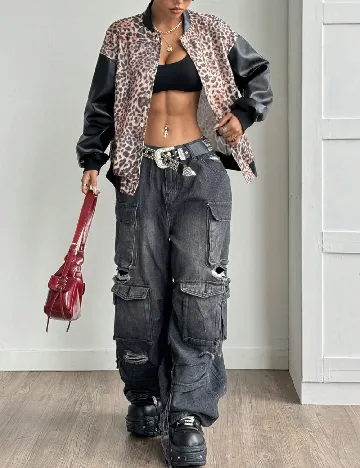 Jacheta SHEIN, animal print/negru Animal print