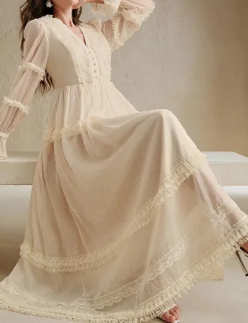 Rochie lunga Anewsta, crem Crem