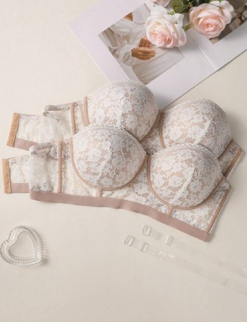 Set sutiene 2 bucati SHEIN, alb/roz