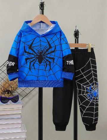 Compleu Shein Kids, negru/albastru