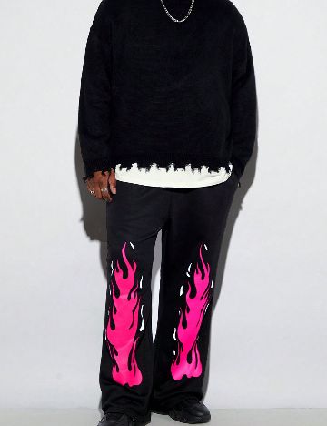 Pantaloni SHEIN Plus Size Men, negru