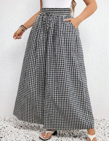 Pantaloni SHEIN CURVE, alb/negru