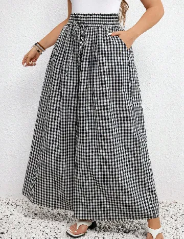 Pantaloni SHEIN CURVE, alb/negru Negru