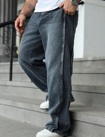 Blugi SHEIN Plus Size Men, gri Gri