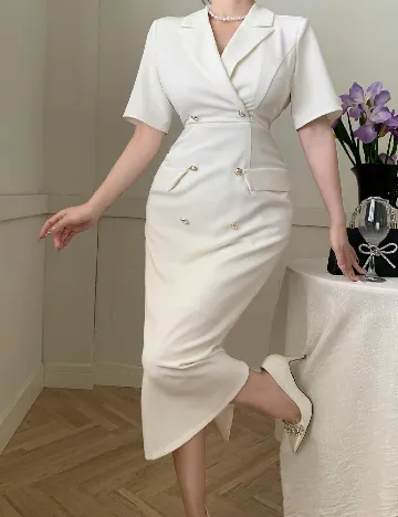 Rochie medie Dazy, ecru Alb