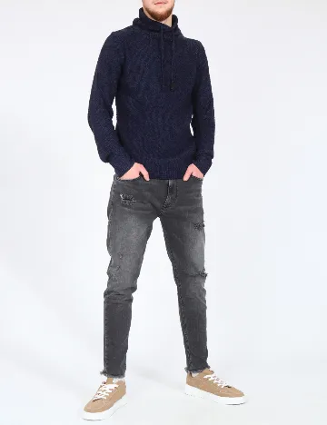 Pulover Pull&Bear, bleumarin Albastru