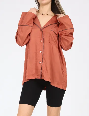 Bluza de pijama Oysho, caramiziu Maro