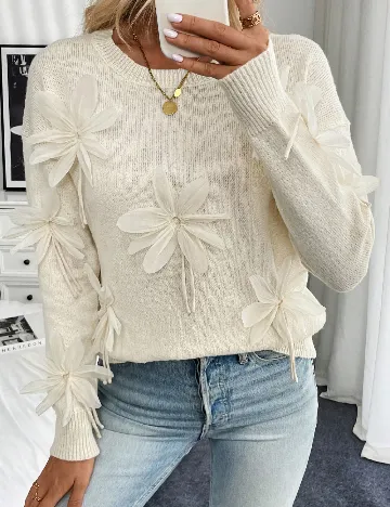 Pulover SHEIN, ecru Alb