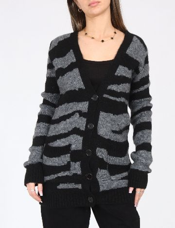 Cardigan Zara, negru/gri