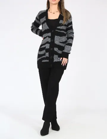 Cardigan Zara, negru/gri Gri