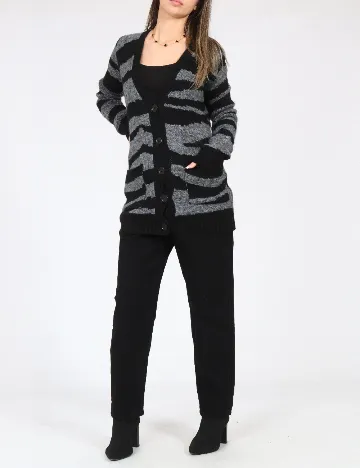 Cardigan Zara, negru/gri Gri