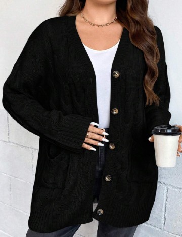 Cardigan plus size SHEIN CURVE, negru