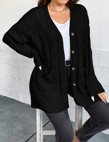 Cardigan plus size SHEIN CURVE, negru