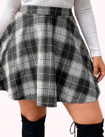 Fusta SHEIN CURVE, alb/negru Negru