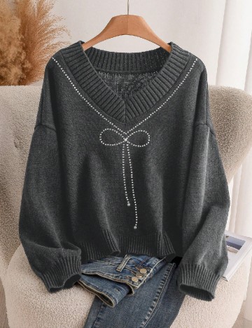 Pulover SHEIN CURVE, gri