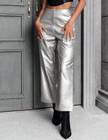 Pantaloni SHEIN, argintiu