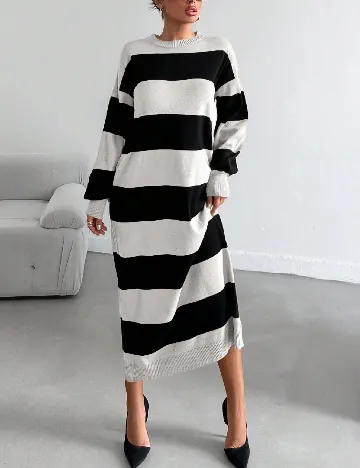 Rochie medie SHEIN, alb/negru Negru