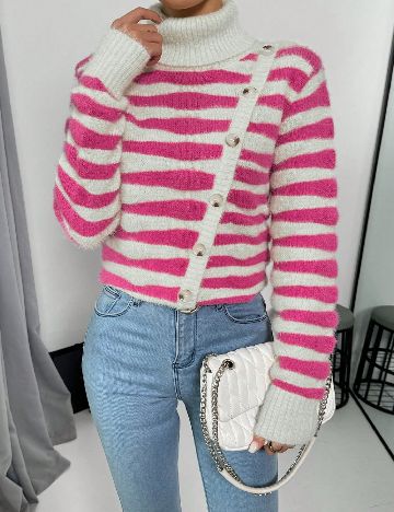 Pulover SHEIN, roz/alb