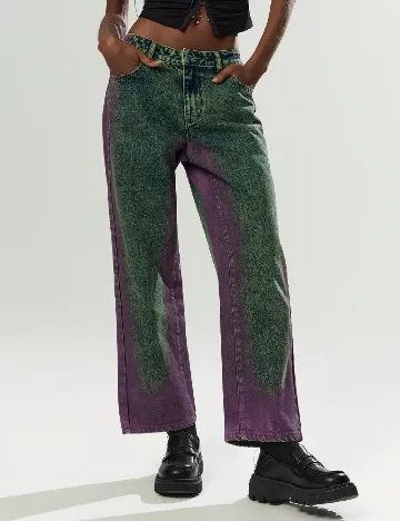 Blugi SHEIN, verde/mov Verde