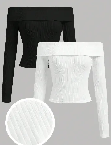 Set bluze 2 bucati Shein Kids, alb/negru Alb