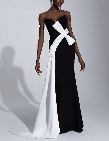 Rochie lunga SHEIN, negru/alb