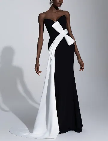 Rochie lunga SHEIN, negru/alb Negru