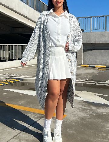 Cardigan SHEIN CURVE, gri deschis