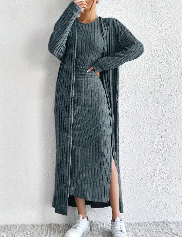 Set Rochie si Cardigan SHEIN, albastru Albastru