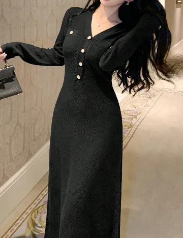 Rochie lunga Dazy, negru Negru