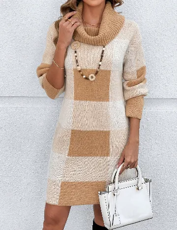 Rochie scurta Emery Rose, maro/crem Maro