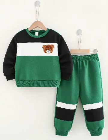 Compleu Shein Kids, verde/negru Verde