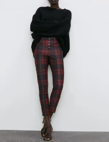 Pantaloni Zara, negru/rosu Rosu