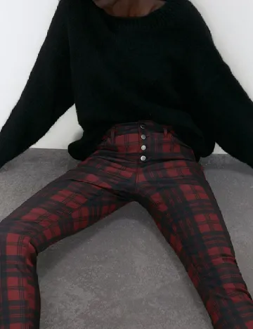 Pantaloni Zara, negru/rosu Rosu