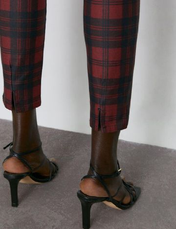 Pantaloni Zara, negru/rosu