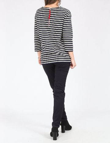 Bluza Pull&Bear, alb/bleumarin