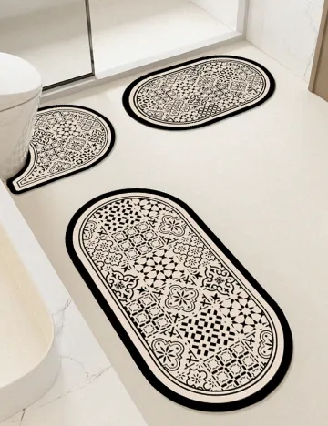 Set covorase baie 3 bucati SHEIN, alb/negru Alb