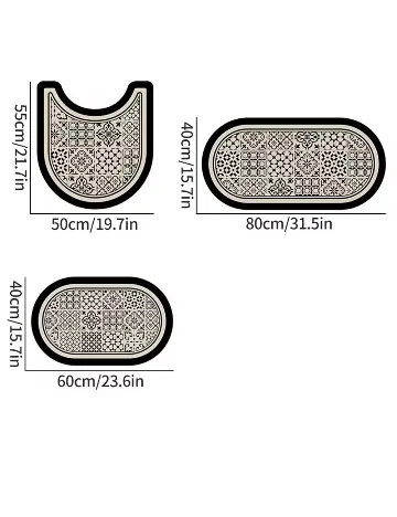 Set covorase baie 3 bucati SHEIN, alb/negru Alb