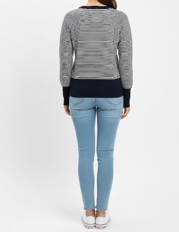 Bluza Zara, alb/bleumarin