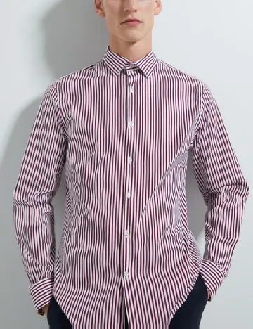 Camasa Zara, alb/visiniu Rosu